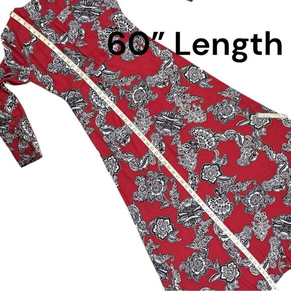 Express Red and Black Floral Maxi Dress Sz S - Picture 8 of 9
